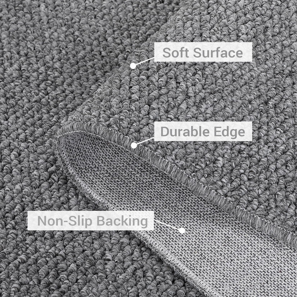 2x6 Textured Runner Rugs Solid Color Kitchen Rugs, Grey
