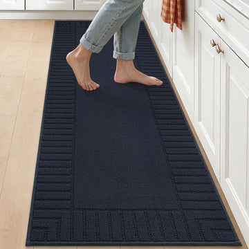Kitchen Rugs 24"x71", Non Slip Washable Kitchen Mat, Navy Blue