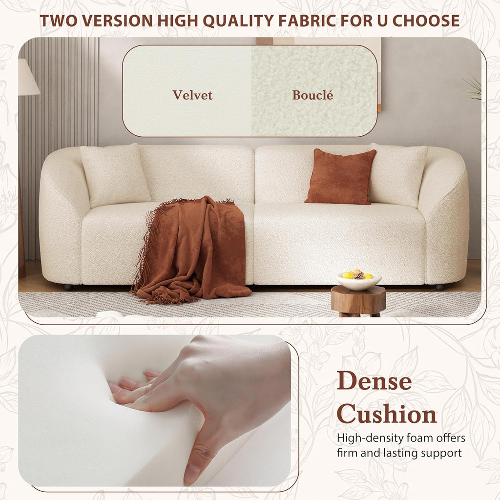 87.50" Velvet Curved Oversized 2 Seater Sofa, Upholstered Couch Chair, Soft Seating Lounge Sofa