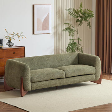 82 Inches Sofa Couch, Cozy Boucle Upholstered 3-Seater Sofa, Wood Frame Couch