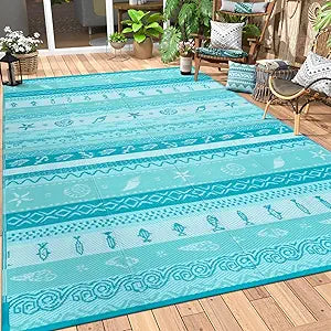 Outdoor Plastic Straw Rug, Waterproof Outdoor Rugs 9x12