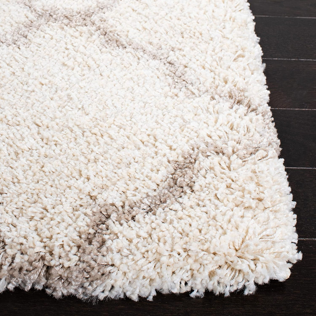 Area Rug 8x10 - Hudson Shag Collection - Large - Ivory & Beige, Trellis Pattern, Non-Shedding & Easy Cleaning, Ultra