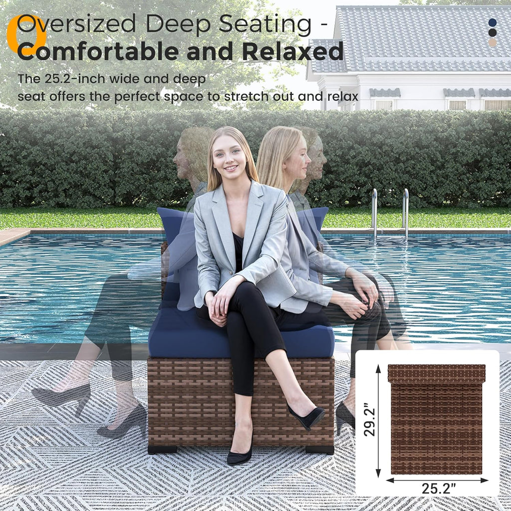 Furniture Set with Fire Pit Table, 8 Piece Sectional Sofas, All-Weather Wicker Conversation for Garden