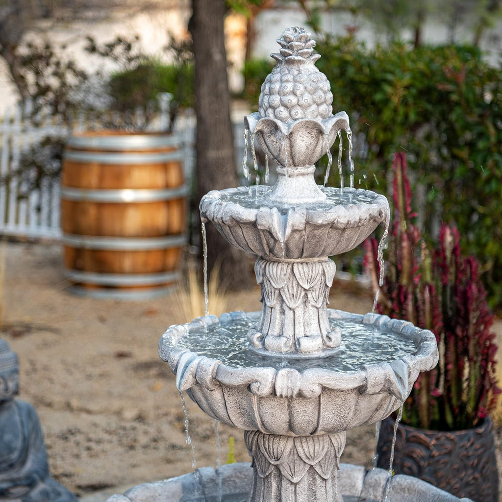 Outdoor Bird Bath Fountain 58.3" - 3-Tier Freestanding Water Fountain with Pump, Large Garden Patio Yard Décor