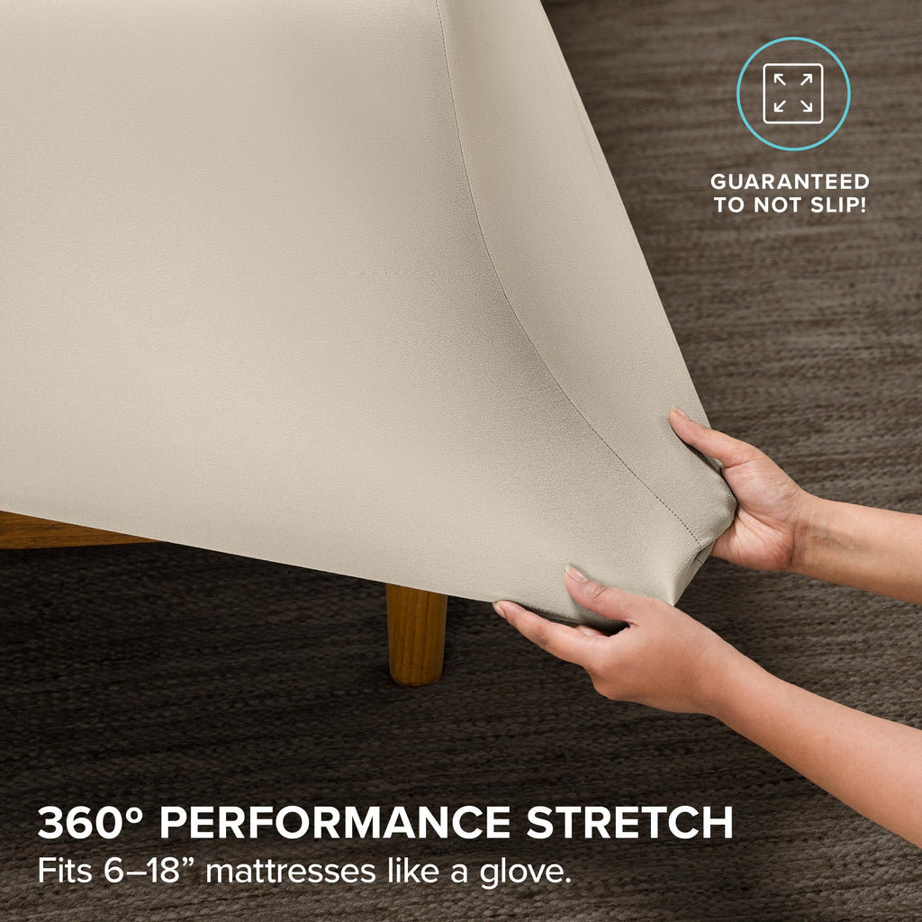 Cooling Performance Jersey Knit Stretch Sheet Set (King, Sand)