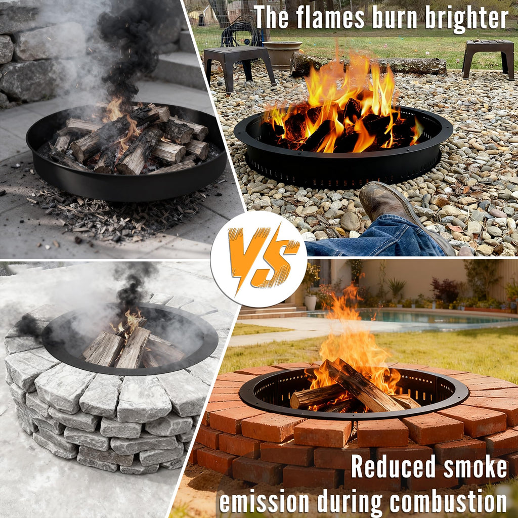 Smokeless Fire Pit Ring Insert, 48 Inch Durable Steel Fire Ring