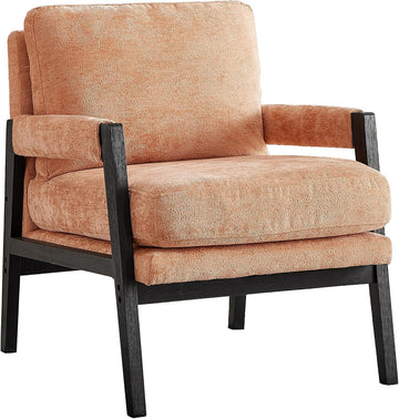 Kelly Mid-Century Modern Chenille Upholstered Accent Armchair, Orange
