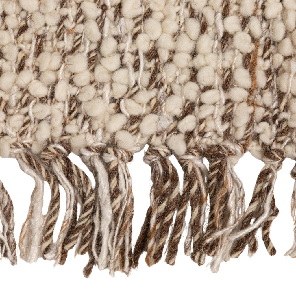 Cozy Haven Wool Blend Shag Throw, Natural and Grey Mélange