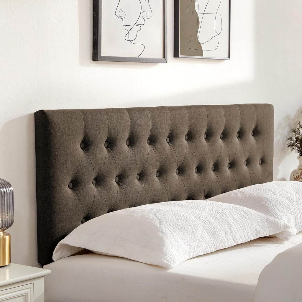 Tufted Upholstered Headboard Queen, Solid Wood Head Board with Durable Metal Legs, Adjustable Height Bed headboard