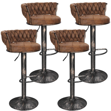 Bar Stools Set of 4, Adjustable Barstools Counter Height Stools with Back and Arm, 360° Swivel Bar Chair with Metal