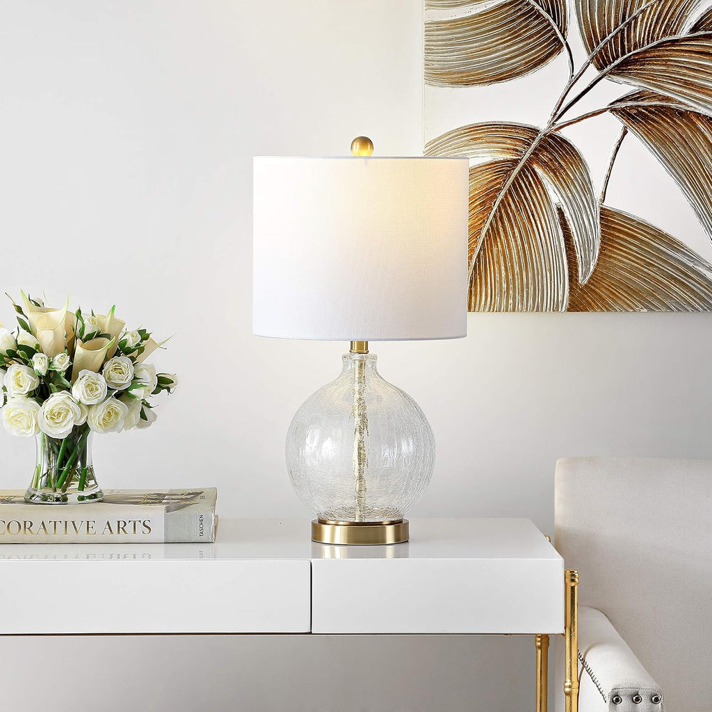 Lovell Clear Glass/ Gold 22-inch Bedroom Living Room Home Office Desk Nightstand Table Lamp (LED Bulb Included)