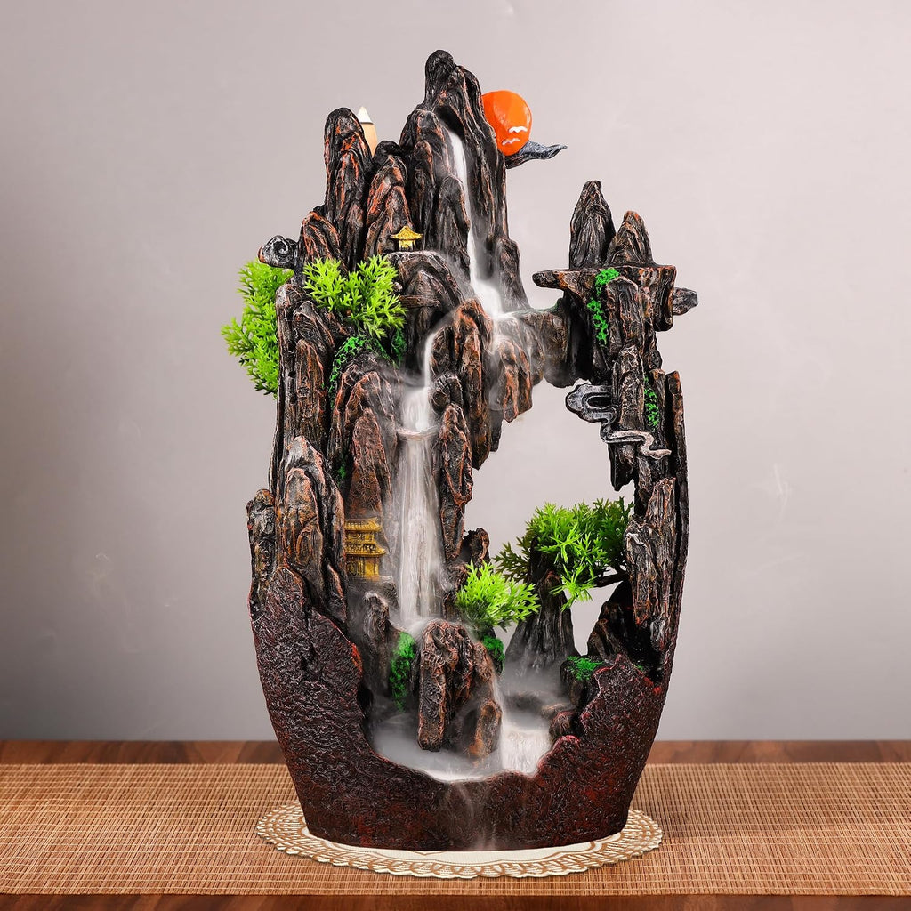 Large Backflow Incense Burner Resin Mountain Waterfall Incense Holder Smoked Fountain Aromatherapy Office Yoga Room - Set of 100