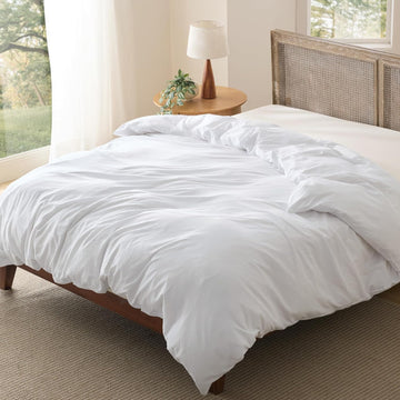 Prewashed Duvet Cover Only, Cotton-Like Feel, White, King