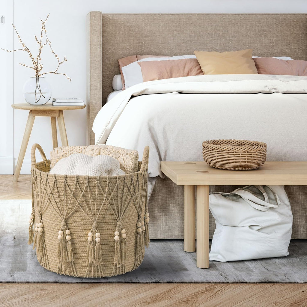 Blanket Basket Decor Storage Basket for Toy Organizer Boho Decor Baskets for Modern Farmhouse Decor Small Laundry