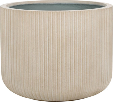 Outdoor - Lucca Large Planter Pot - Beige Cement Ficonstone with Drainage Hole - Frost Resistant Garden Planter
