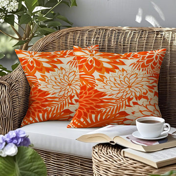 Waterproof Outdoor Pillow Covers 16x16 Pack of 2 Colorful Vibrant Floral Collage Throw Outdoor Pillows for Garden