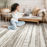 5x7 Washable Boho Moroccan Area Rug, Soft Neutral Non-Slip Carpet Cream Brown