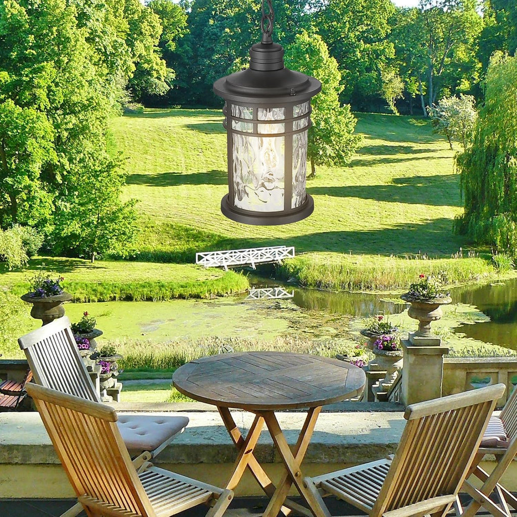 Outdoor Pendant Lights for Porch, Outdoor Chandelier Hanging Porch Lights Outside Ceiling Mount Aluminum with Water