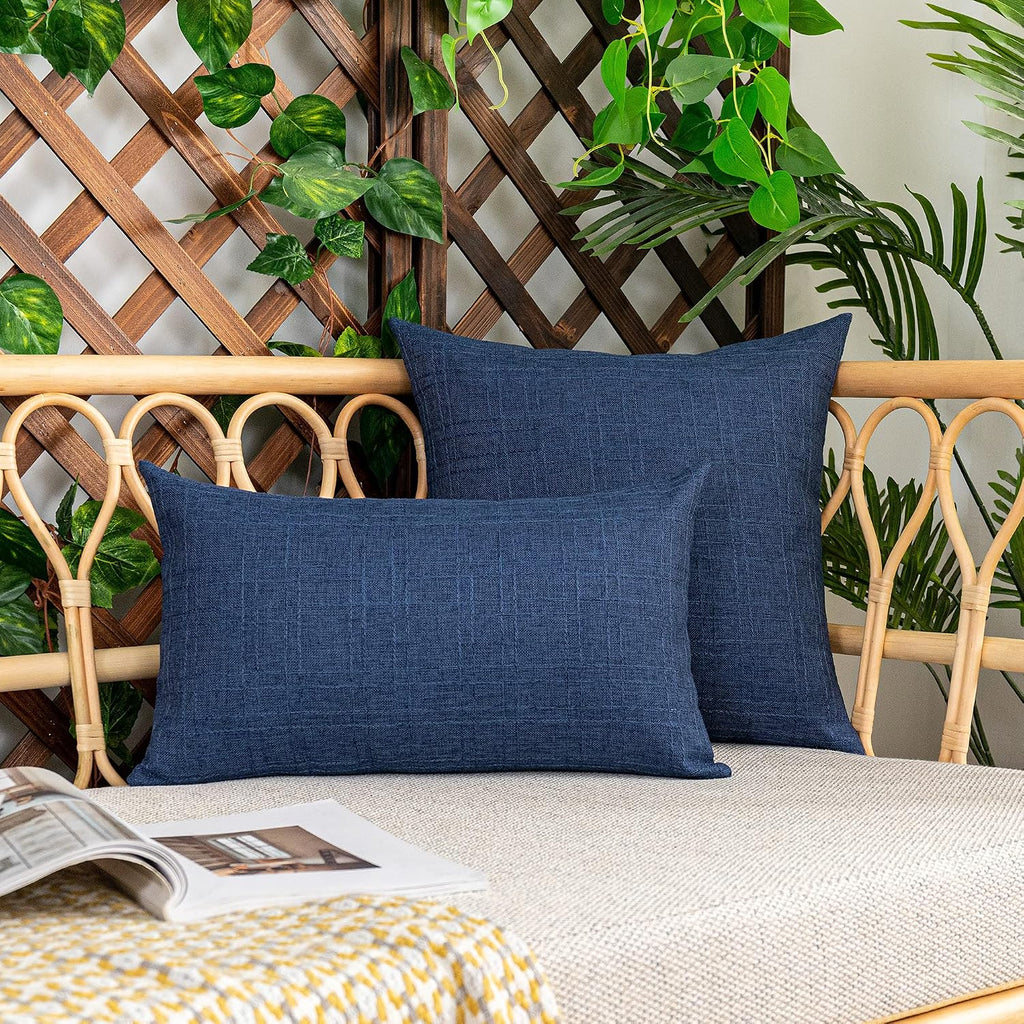 Pack of 2 Decorative Outdoor Waterproof Throw Pillow Covers Checkered Pillowcases Classic Cushion Cases