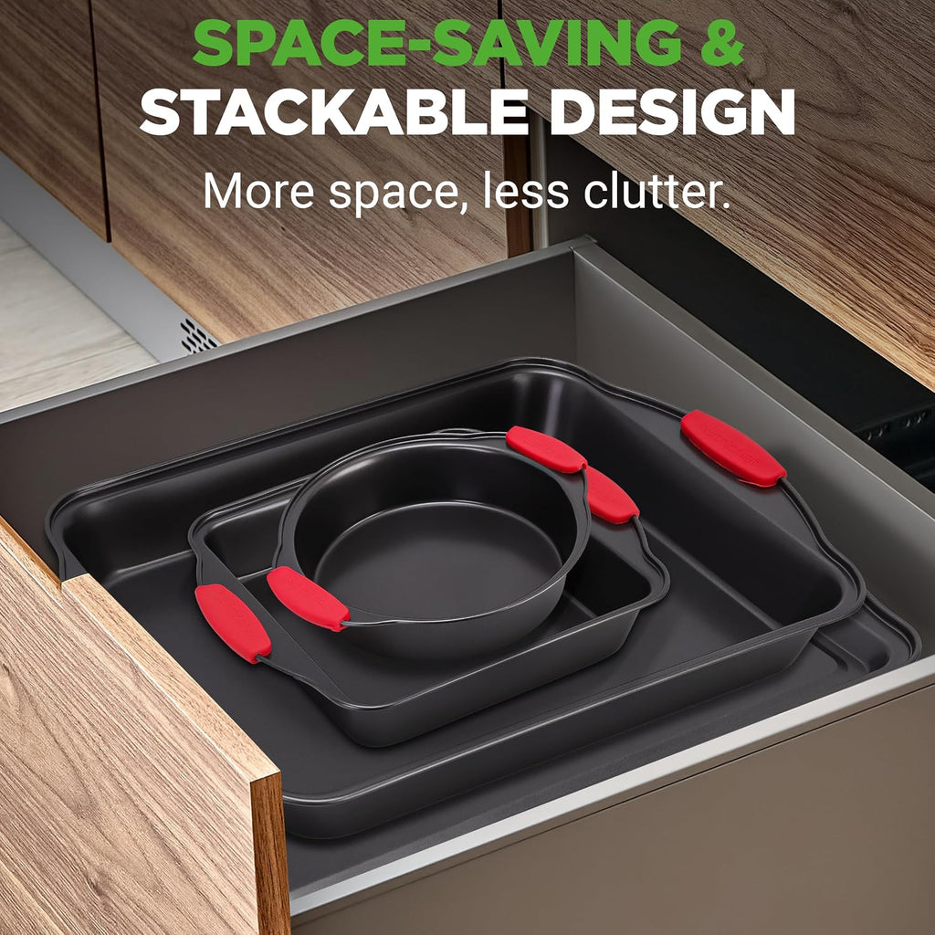 Non-Stick Kitchen Oven Pans-Deluxe & Stylish Nonstick Gray Coating Inside Outside, Commercial Grade Restaurant