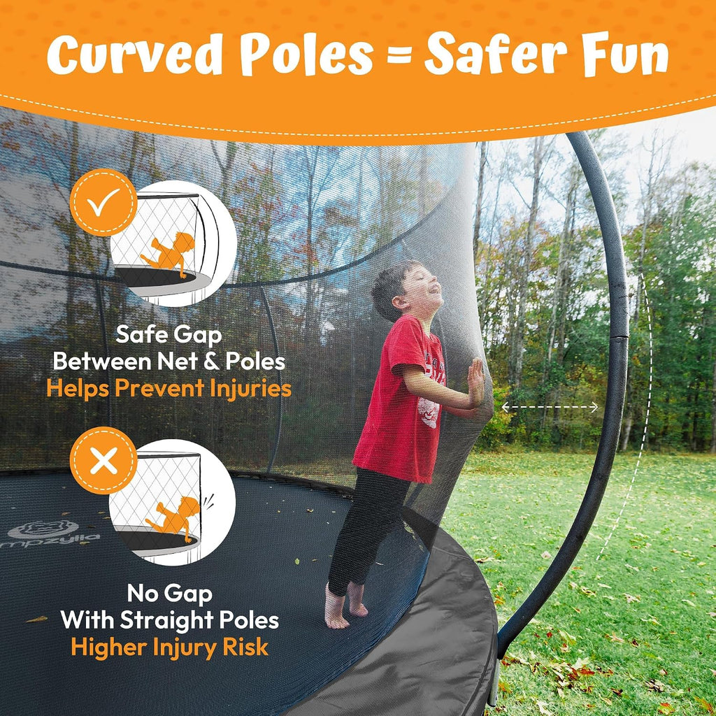Trampoline with Net for Kids 8FT 10FT 12FT 14FT 15FT 16FT | ASTM-compliant trampoline with enclosure, non-slip