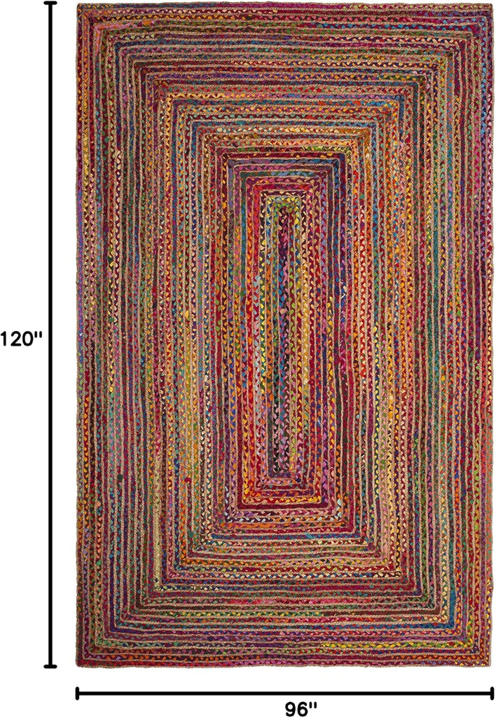 Cape Cod Area Rug 8x10, Jute Braided Large Red & Multi CAP202A | 1/4" Pile, Indoor Rug, Handwoven, Braided Jute &