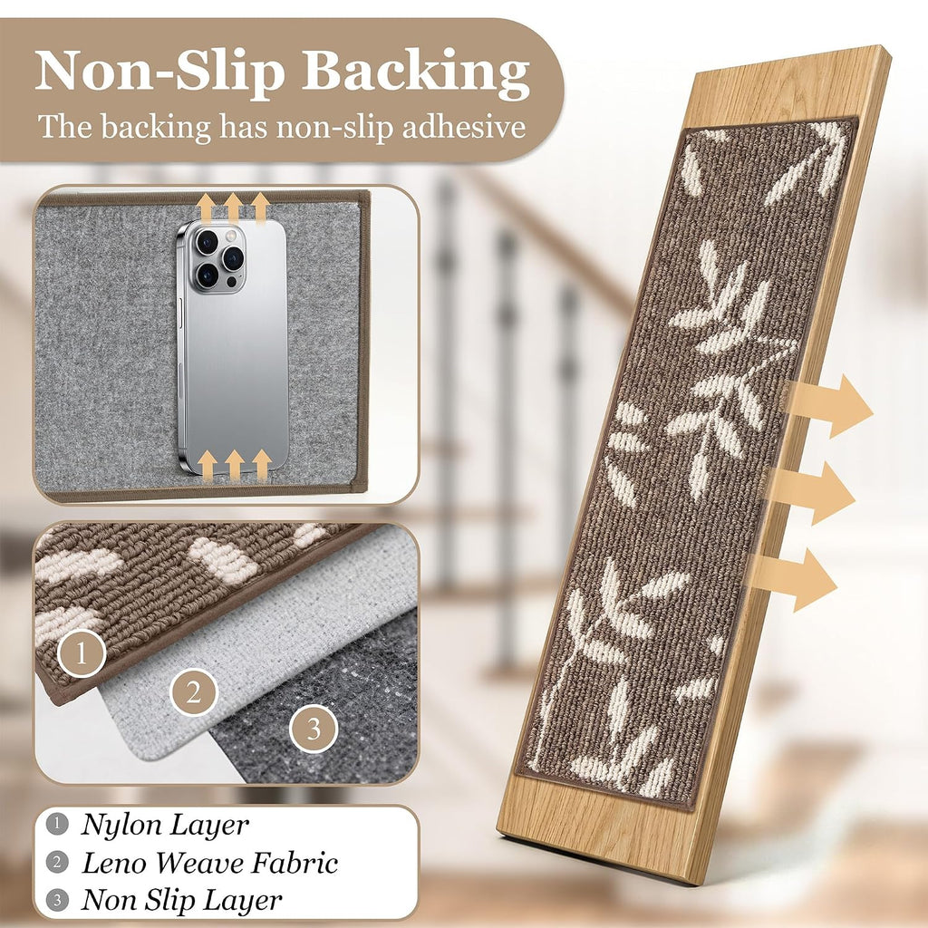 Carpet Stair Treads, Non-Slip Stair Treads for Wooden Steps Indoor | Stair Runner for Pets, Non Skid Staircase Step