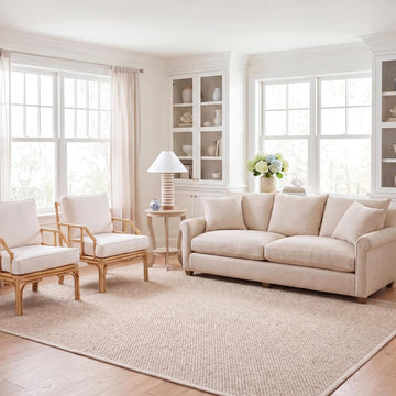 Area Rug 8x11 - Natural Fiber Collection - Large - Marble, Sisal, Woven Design with Border (NF525C)
