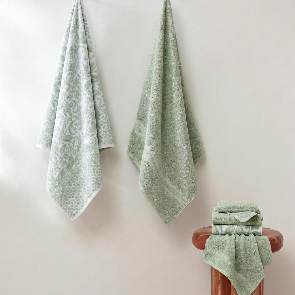 6 Piece Bath Towel Set - Bathroom Set with 2 Bath Towels, 2 Hand Towels, and 2 Wash Cloths - 100% Cotton, Super