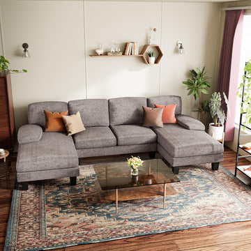 Sectional Couch , Modern Cloud Couch with Deep Seat and Chaise, U-Shaped Sofa Couches with Padded Armrest for Small