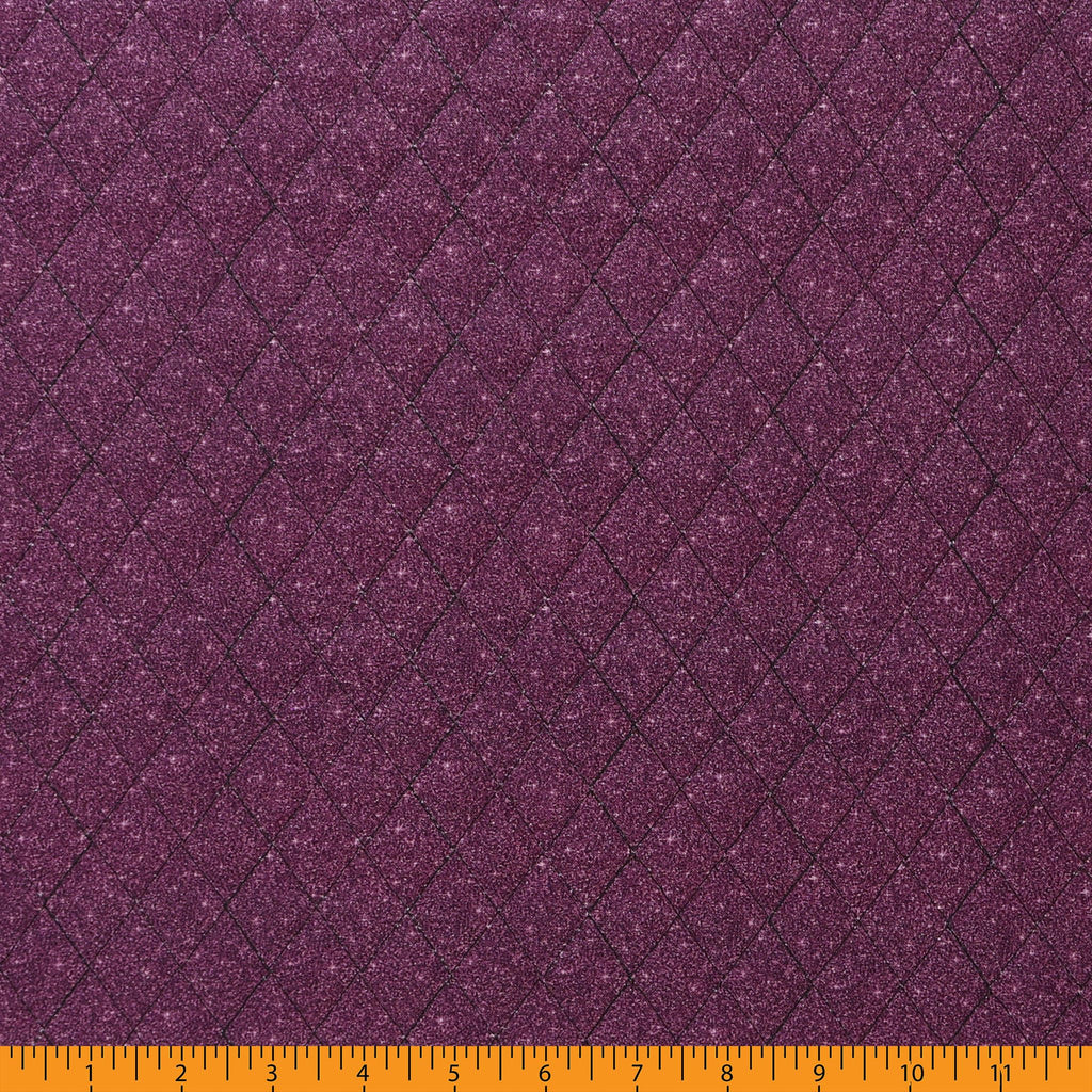 Double Faced Quilted Cotton, Faux Metallic Italian Plum