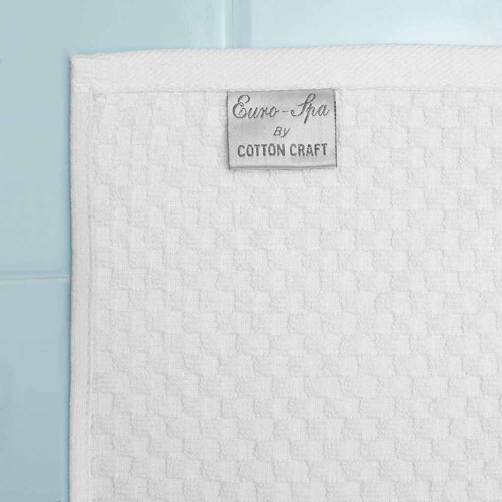 Euro Spa Waffle Weave Bath Sheet - Set of 2 White Towel Sheets | Pure 100% Ringspun Cotton Oversized Luxurious Towel