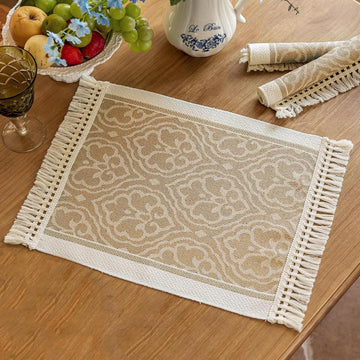 Boho Woven Placemats Set of 4, 14x18 Inch Heat Resistant Dinner Mats