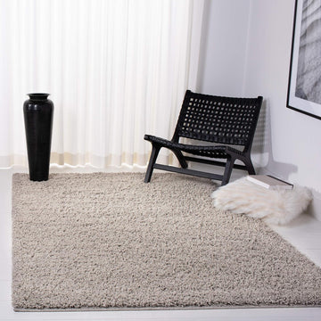 Venus Shag Collection Area Rug - 5'3" Square, Taupe, Solid Design, Non-Shedding & Easy Care, 1.8-inch Thick Ideal for