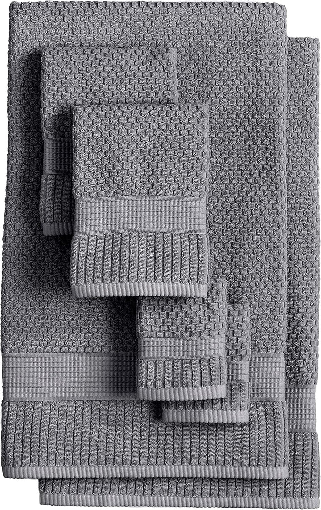 100% Cotton 6-Piece Bath Towel Set | Grey | Oeko-TEX | Quick-Dry | 30" x 52" Bath Towels | 16" x 28" Hand Towels |