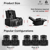 Recliner Chair Set of 3 Theater Seating Breathable Leather Sofa, Suitable Living Room Home Black A120-B0F8TRZNPM