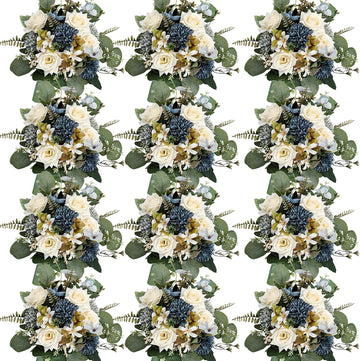 Artificial Mum Flowers 12 Bundles Silk Chrysanthemum Flowers Fake Roses Peonies with Eucalyptus, Realistic Faux