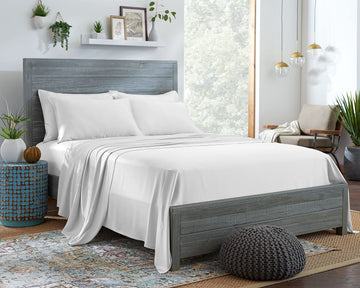 100% Organic Eucalyptus Bed Sheets Queen Size 4 Piece Set, Tencel Lyocell, Silky Soft & Smooth, Breathable, 16 Inch
