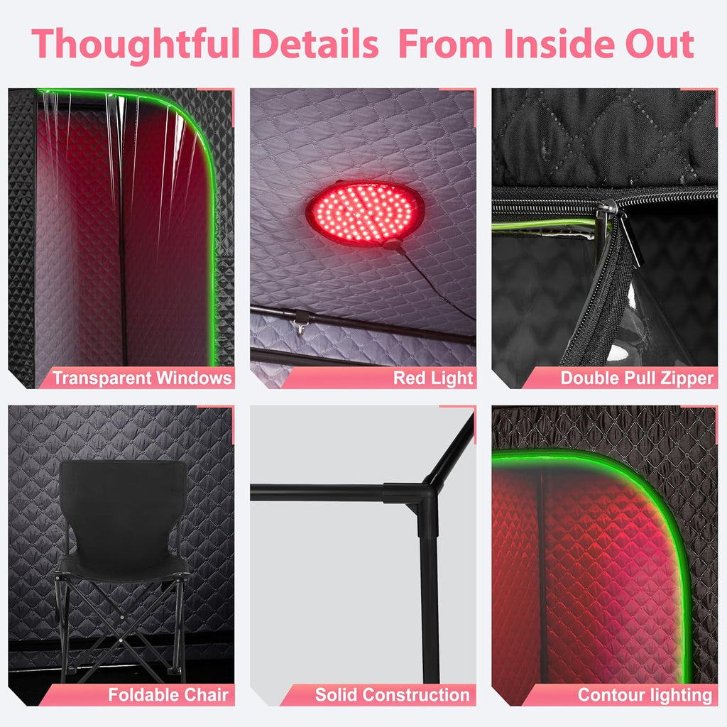 Infrared Sauna & Steam Sauna Box for Home, Portable Personal Sauna with Transparent Door, Powerful Steam Heating