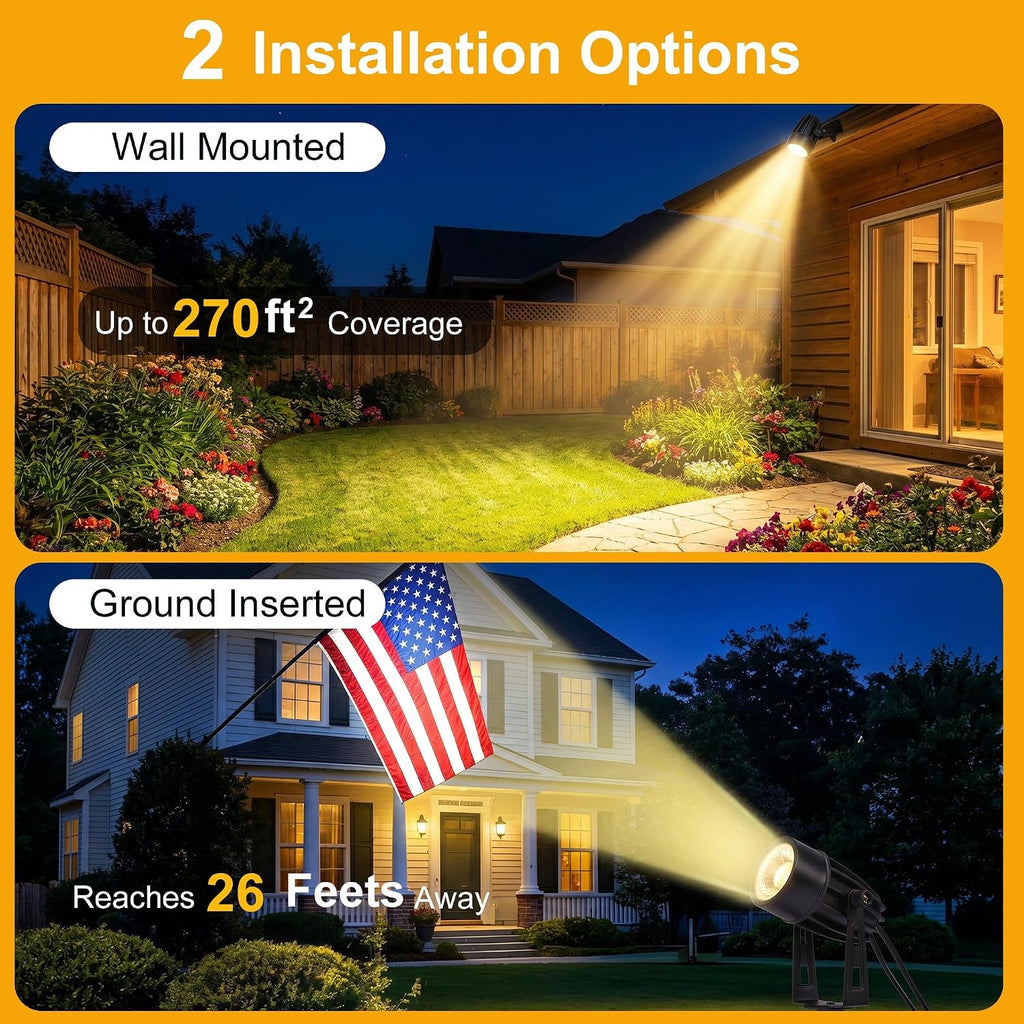 Solar Spot Lights Outdoor Palm Tree Uplights 4pack 2-in-1 Stake&Wall Mounted Landscape Spotlights IP65 Waterproof for