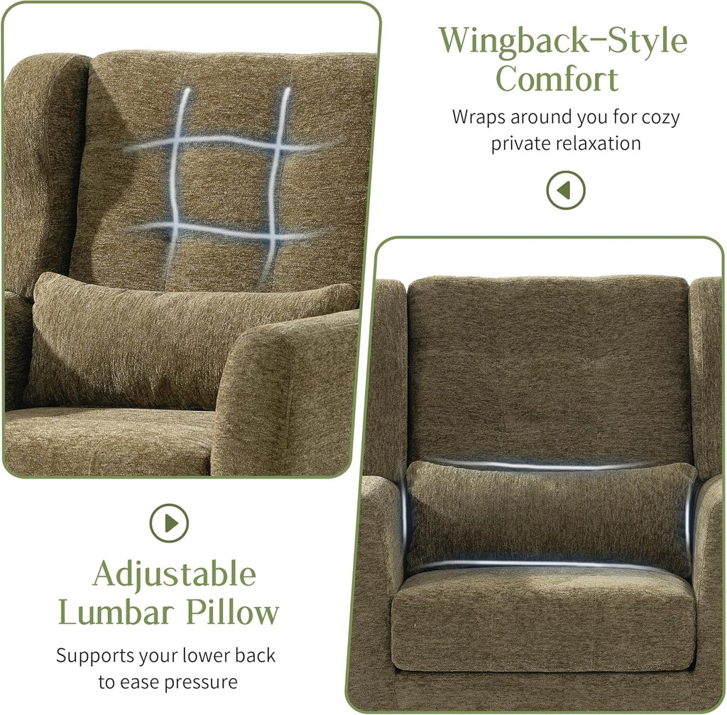 Accent Arm Chairs , Chenille Upholstered Mordern Armchair, Comfy Soft Padded Lounge Chair , Pillow, Solid Wood Leg