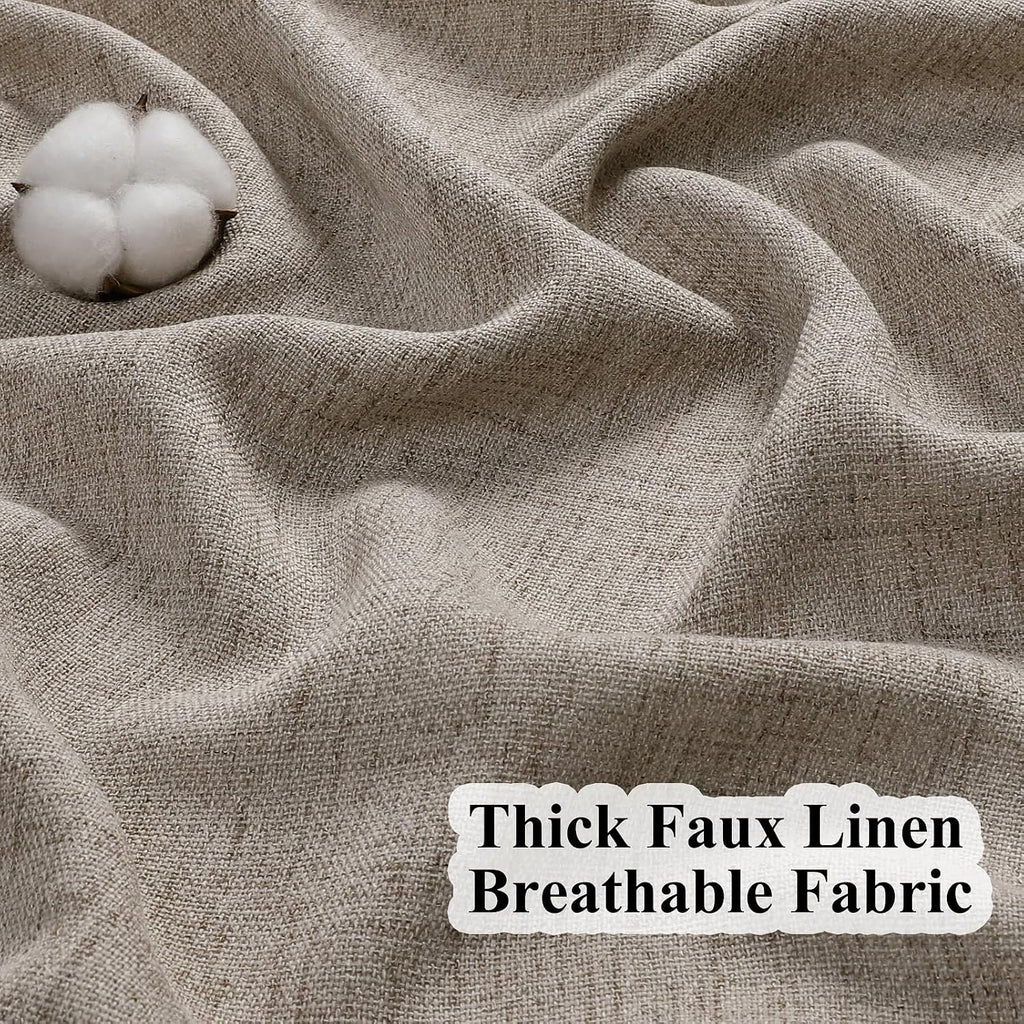 Taupe Flax Linen Pinch Pleat Curtains Drapes 2 Panel Thick| Semi Sheers Light Filtering Curtain