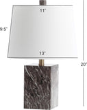 Brett Brown Faux Marble 20-inch Bedroom Living Room Home Office Desk Nightstand Table Lamp (LED Bulb Included)