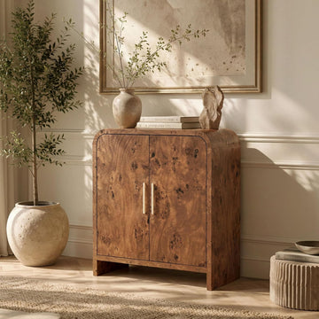 33.43" Modern Buffet Cabinet with Storage, Curved 2-Door Sideboard | Accent Storage Cabinet with Adjustable Shelves