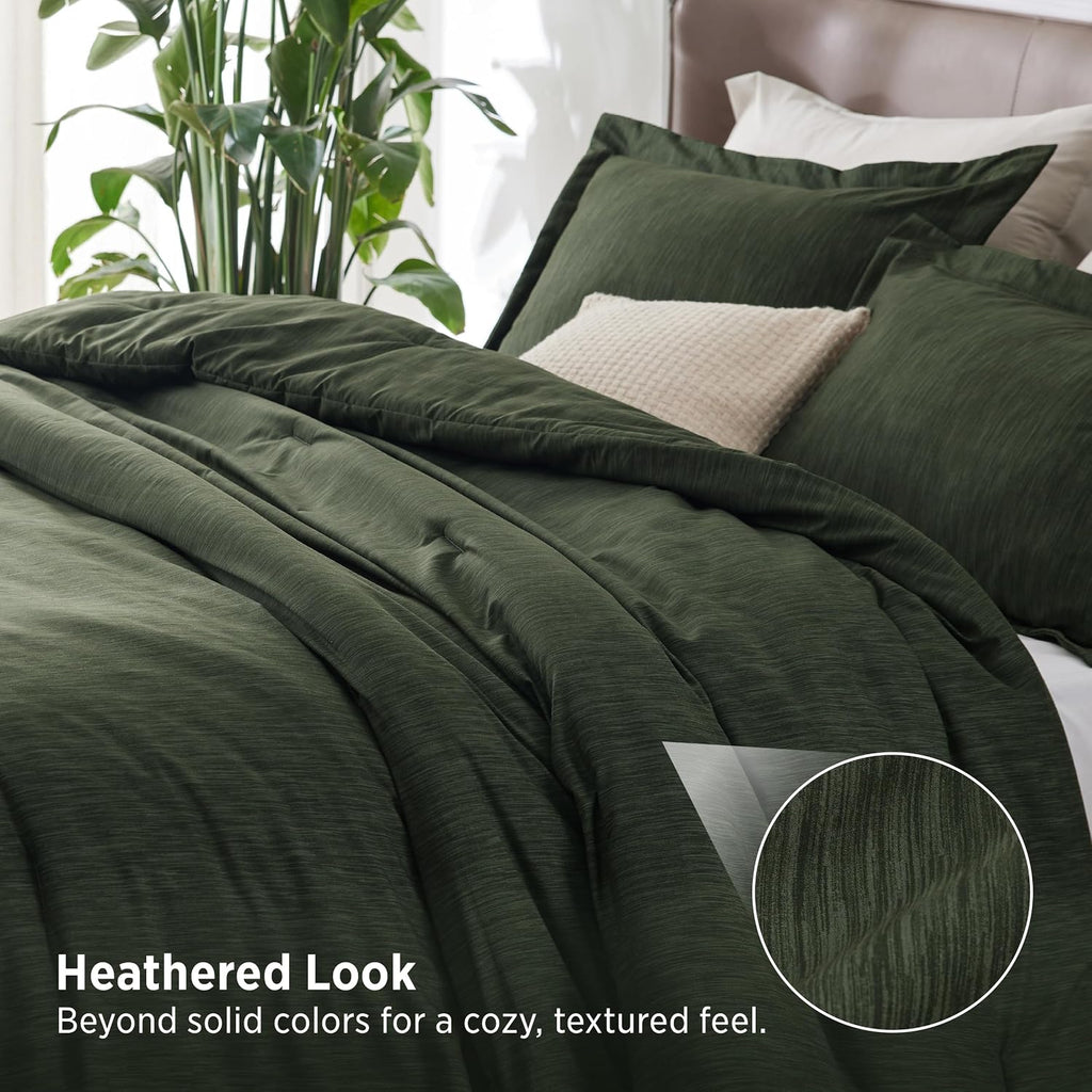 Green Queen Comforter Set, Soft Cationic Dyed Bedding Set 3 Pcs - Set of 3