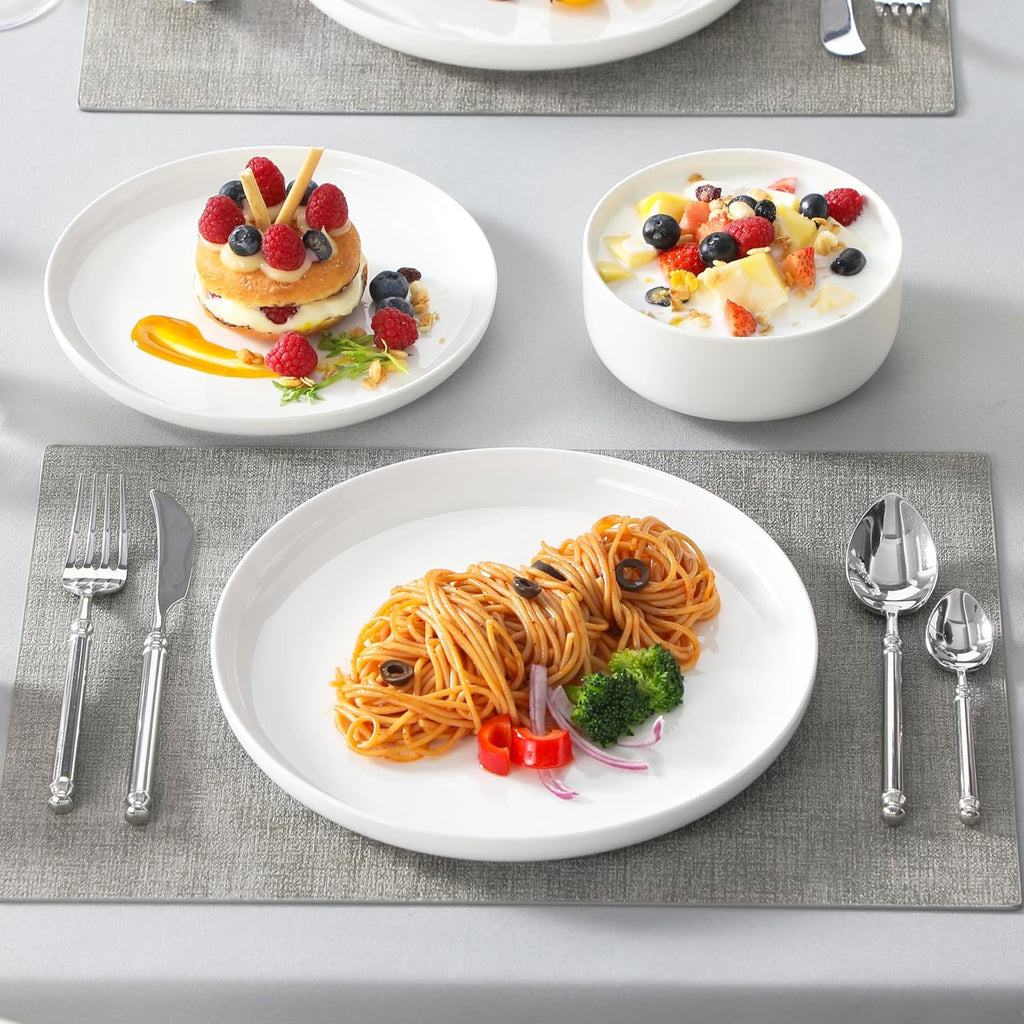 Plates and Bowls Sets, 12 Pieces Porcelain Dinnerware Sets Dishware Sets Chip Resistant Ceramic Dish Set Dining Dinner