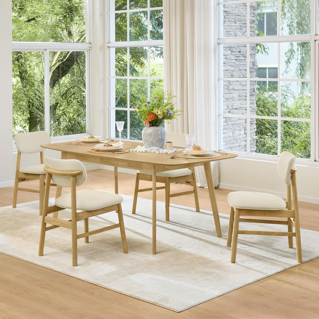 59"-75" Extendable Dining Room Table for 4-6, Modern Wood Dining Table for Small Spaces, Kitchen, Space Saving Hidden