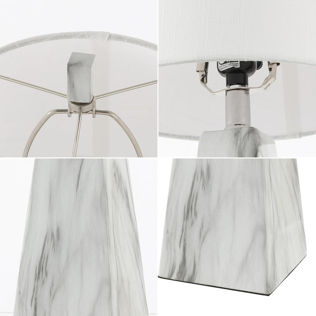 20.5" White Marble Finish Modern Resin Table Lamp Living Room
