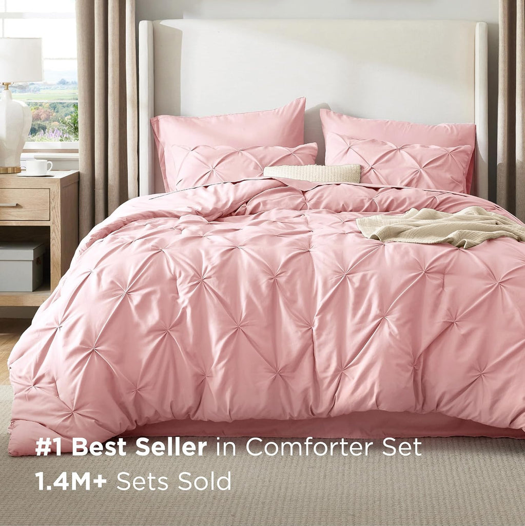 7-Piece King Comforter Set & Sheets, Pink King Bedding
