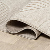 Y Nordby High-Low Arch Striped Ivory/Cream Indoor/Outdoor Area Rug, 8x10, Modern, Contemporary, Geometric
